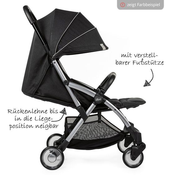 Chicco Reisebuggy Goody bis 22 kg belastbar mit Selbstschließmechanismus inkl. Regenschutz - Cool Grey