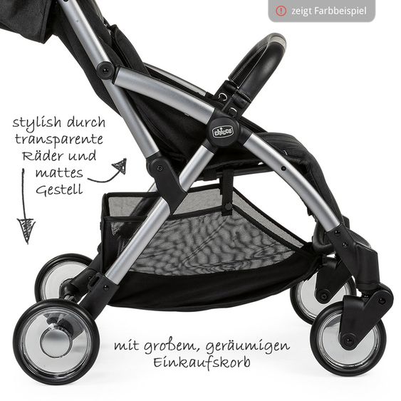 Chicco Reisebuggy Goody bis 22 kg belastbar mit Selbstschließmechanismus inkl. Regenschutz - Cool Grey