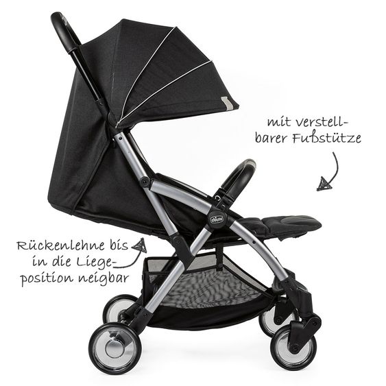Chicco Reisebuggy Goody bis 22 kg belastbar mit Selbstschließmechanismus inkl. Regenschutz - Graphite