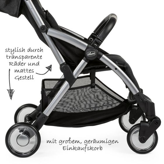 Chicco Reisebuggy Goody bis 22 kg belastbar mit Selbstschließmechanismus inkl. Regenschutz - Graphite