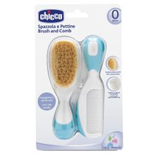 Set comb & natural hair brush goat hair - Blue