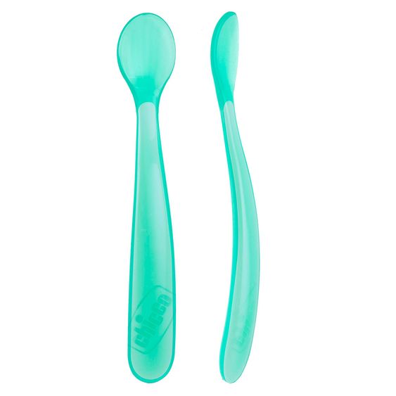 Chicco Silikon-Fütterlöffel 2er Pack Lang - Light Blue