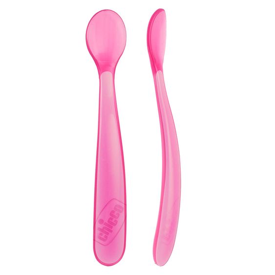 Chicco Silikon-Fütterlöffel 2er Pack Lang - Rose Pink