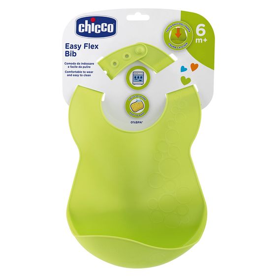 Chicco Silikon-Lätzchen Easy Flex Bib mit Auffangschale - Grün