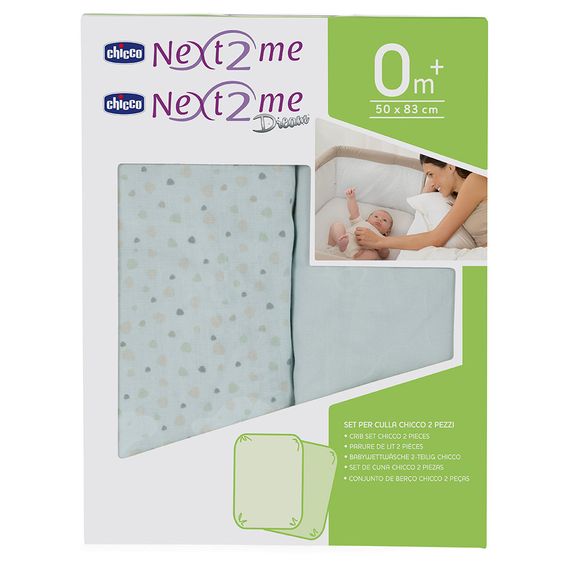 Chicco Spannbetttuch 2er Pack für Beistellbett Next 2 Me 50 x 83 cm - Light Blue