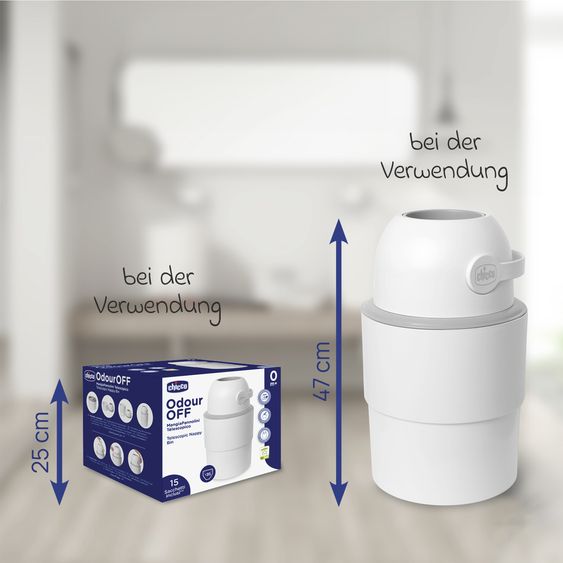 Chicco Teleskop-Windeleimer Odour Off inkl. 1 Pck. Müllbeutel - Weiß