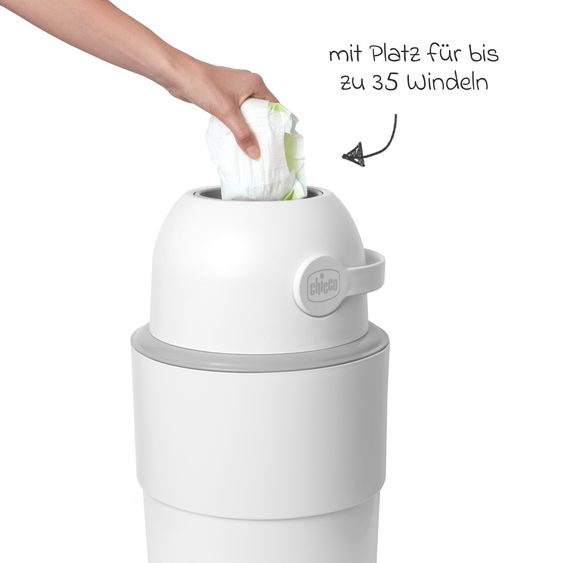 Chicco Teleskop-Windeleimer Odour Off inkl. 1 Pck. Müllbeutel - Weiß