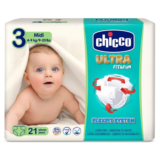 Chicco Windel 21er Pack Ultra Fit&Fun - Gr. 3 Midi 4-9 kg
