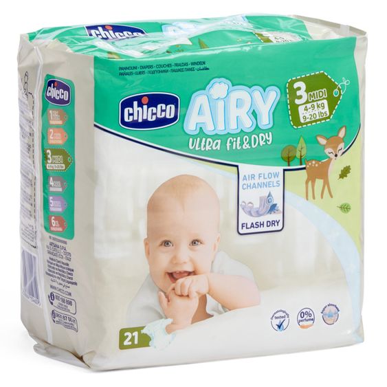 Chicco Pannolini 21 confezioni Airy Ultra Fit&Dry - taglia 3
