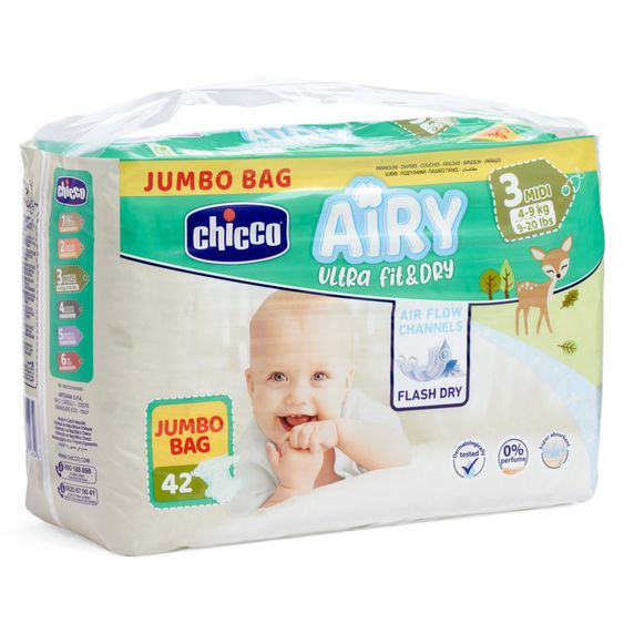 Chicco Pannolini 42 Maxi Pack Airy Ultra Fit&Dry - Taglia 3