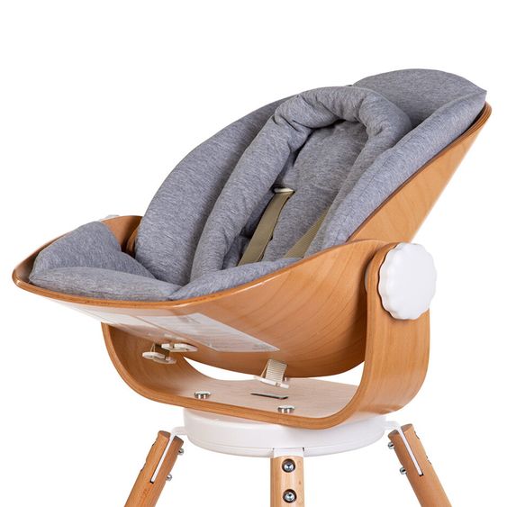 Childhome 4-tlg. Evolu 2 Newborn-Set - Hochstuhl 2in1 mit Schalensitz Nordic + Neugeborenenaufsatz + Sitzverkleinerer + Essbrett mit Anti-Rutsch-Auflage