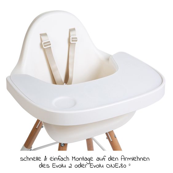 Childhome 4-tlg. Evolu 2 Newborn-Set - Hochstuhl 2in1 mit Schalensitz Nordic + Neugeborenenaufsatz + Sitzverkleinerer + Essbrett mit Anti-Rutsch-Auflage