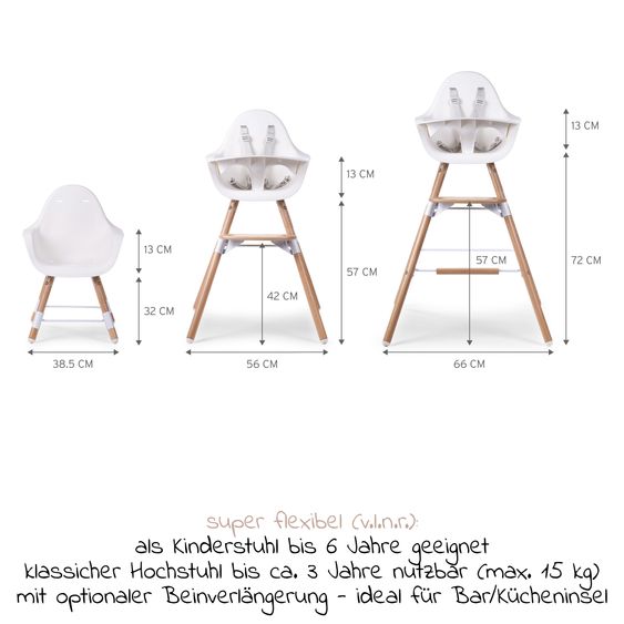 Childhome 4-tlg. Evolu 2 Newborn-Set - Hochstuhl 2in1 mit Schalensitz Nordic + Neugeborenenaufsatz + Sitzverkleinerer + Essbrett mit Anti-Rutsch-Auflage