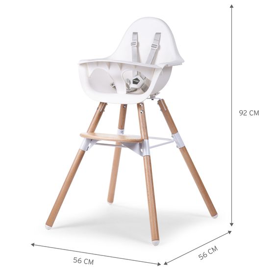 Childhome 4-tlg. Evolu 2 Newborn-Set - Hochstuhl 2in1 mit Schalensitz Nordic + Neugeborenenaufsatz + Sitzverkleinerer + Essbrett mit Anti-Rutsch-Auflage