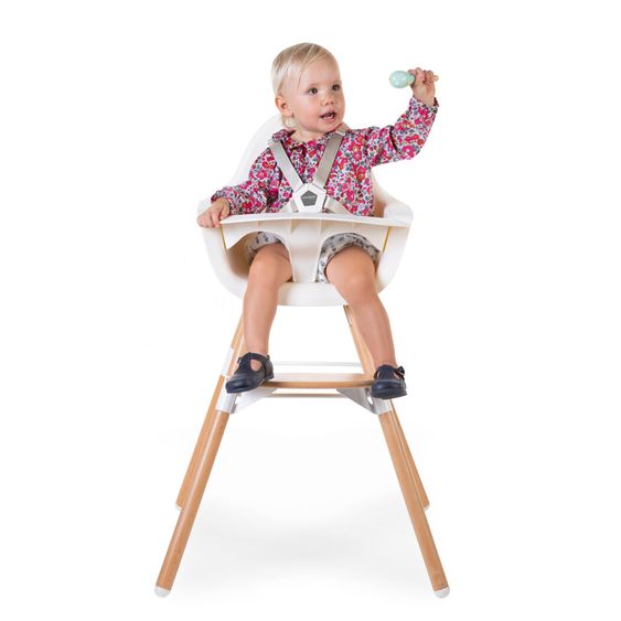Childhome 4-tlg. Evolu 2 Newborn-Set - Hochstuhl 2in1 mit Schalensitz Nordic + Neugeborenenaufsatz + Sitzverkleinerer + Essbrett mit Anti-Rutsch-Auflage