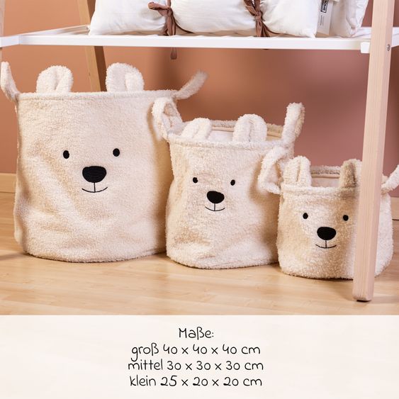 Childhome Aufbewahrungskorb 3er Set - Teddy - Offwhite