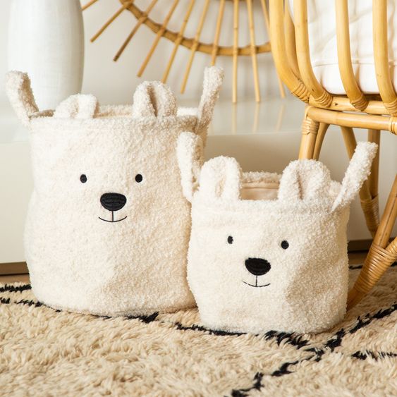 Childhome Aufbewahrungskorb 3er Set - Teddy - Offwhite