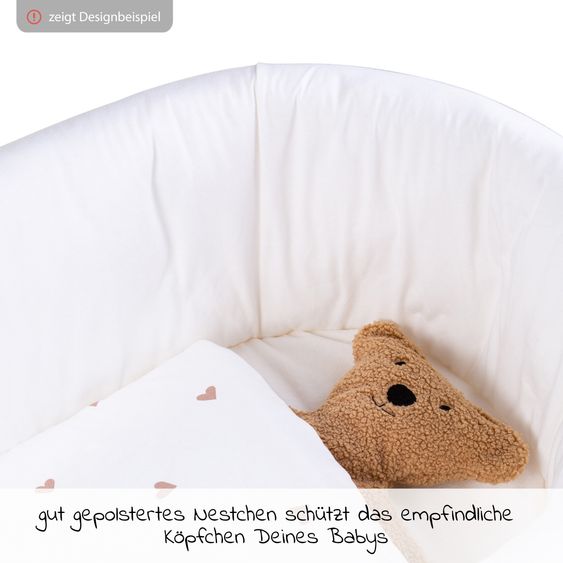 Childhome Babywiege / Stubenbett Rattan 80x40 mit Schaukelkufen inkl. Matratze + Nestchen - Ecru