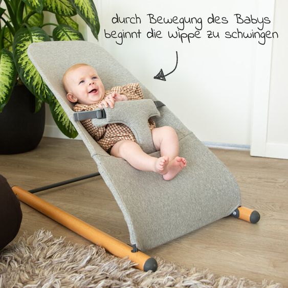 Childhome Babywippe Evolux ab der Geburt nutzbar Gewicht nur 3,8 kg - Natur Jersey Grau