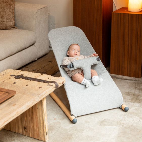 Childhome Babywippe Evolux ab der Geburt nutzbar Gewicht nur 3,8 kg - Natur Jersey Grau