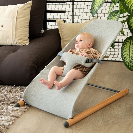 Childhome Babywippe Evolux ab der Geburt nutzbar Gewicht nur 3,8 kg - Natur Jersey Grau