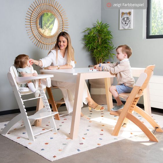 Childhome Evosit Newborn-Set - mitwachsender Hochstuhl mit abnehmbarem Essbrett + Neugeborenenaufsatz - Stone Grey