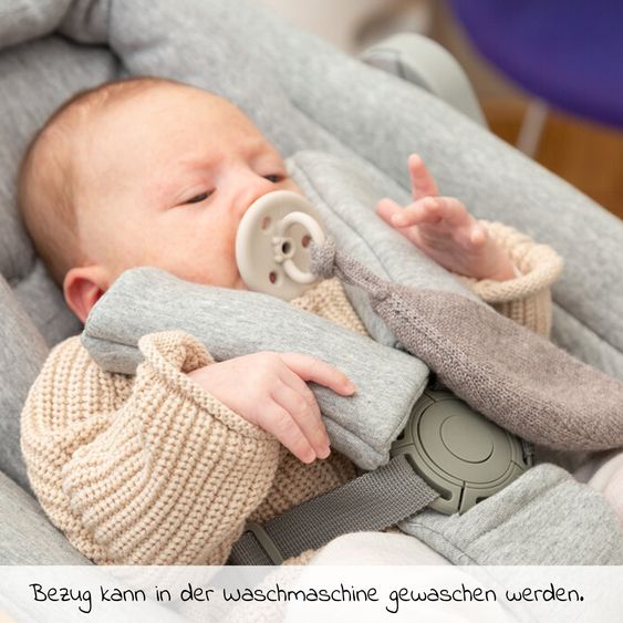 Childhome Evosit Newborn-Set - mitwachsender Hochstuhl mit abnehmbarem Essbrett + Neugeborenenaufsatz - Stone Grey