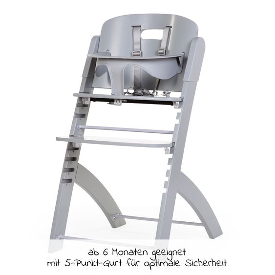 Childhome Evosit Newborn-Set - mitwachsender Hochstuhl mit abnehmbarem Essbrett + Neugeborenenaufsatz - Stone Grey