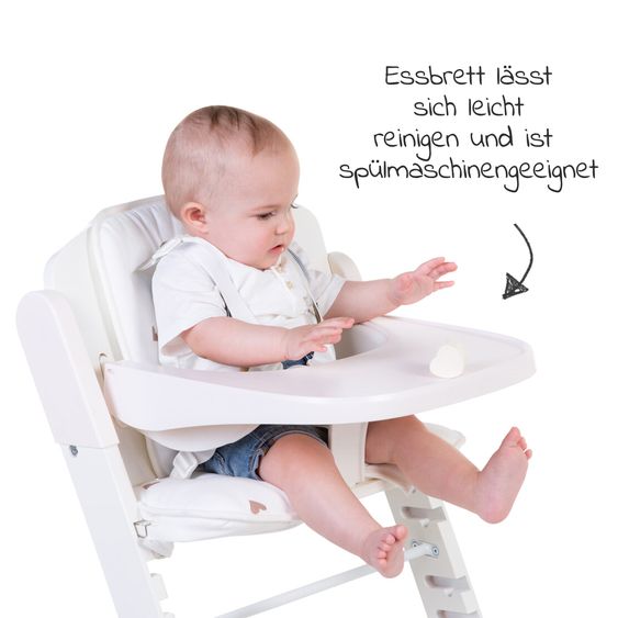 Childhome Evosit Newborn-Set - mitwachsender Hochstuhl mit abnehmbarem Essbrett + Neugeborenenaufsatz - White