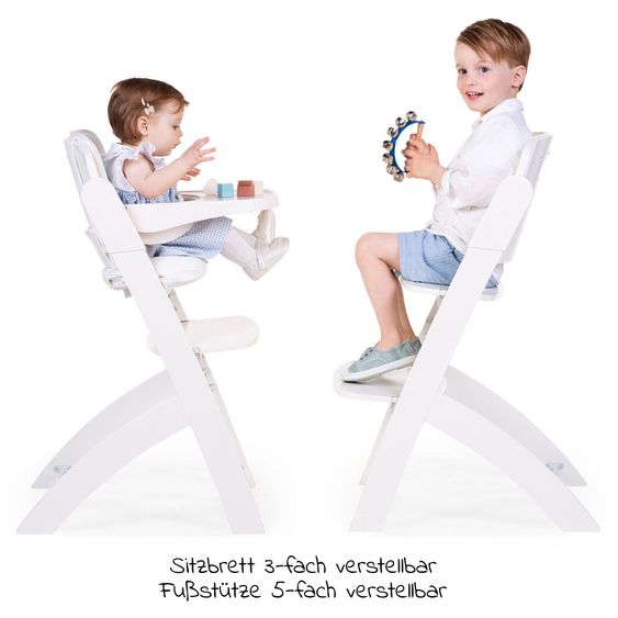 Childhome Evosit Newborn-Set - mitwachsender Hochstuhl mit abnehmbarem Essbrett + Neugeborenenaufsatz - White