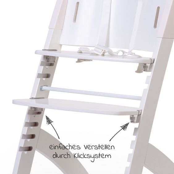 Childhome Evosit Newborn-Set - mitwachsender Hochstuhl mit abnehmbarem Essbrett + Neugeborenenaufsatz - White