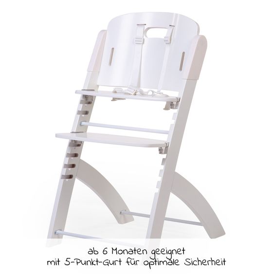 Childhome Evosit Newborn-Set - mitwachsender Hochstuhl mit abnehmbarem Essbrett + Neugeborenenaufsatz - White