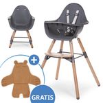 Hochstuhl 2in1 Evolu 2 - Natur Anthrazit + GRATIS Sitzkissen Teddy - Braun