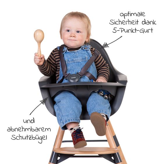 Childhome Hochstuhl / Kinderstuhl 2 in 1 Evolu 2 - Natur / Anthrazit