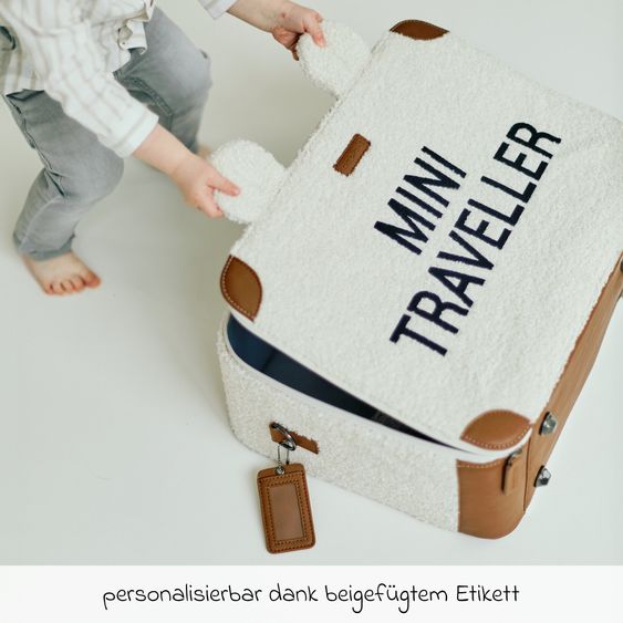 Childhome Kinderkoffer Mini Traveller - Teddy - Offwhite