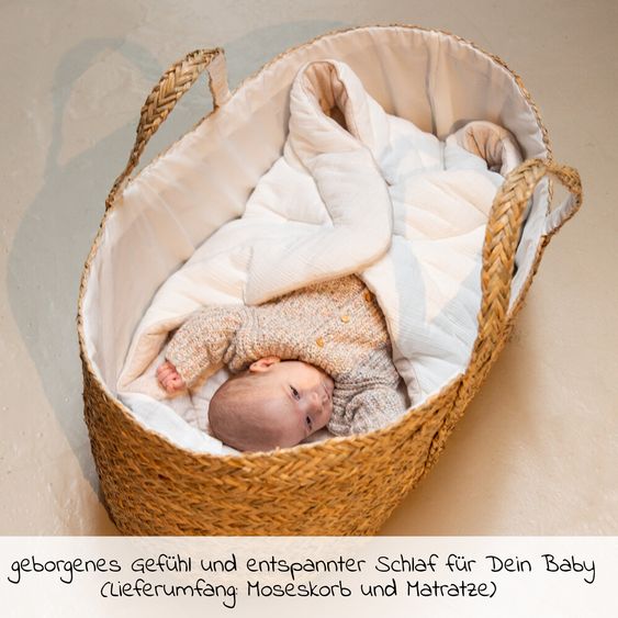Childhome Moseskorb / Babykorb aus natürlichem Seegras inkl. Matratze