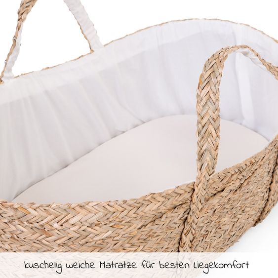 Childhome Moseskorb / Babykorb aus natürlichem Seegras inkl. Matratze