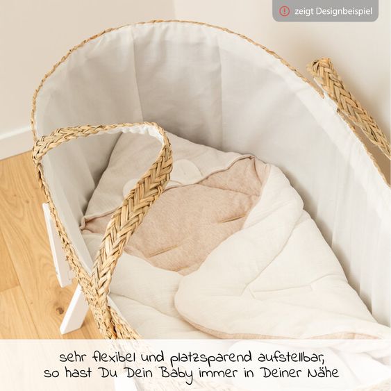 Childhome Moseskorb / Babykorb aus natürlichem Seegras inkl. Matratze