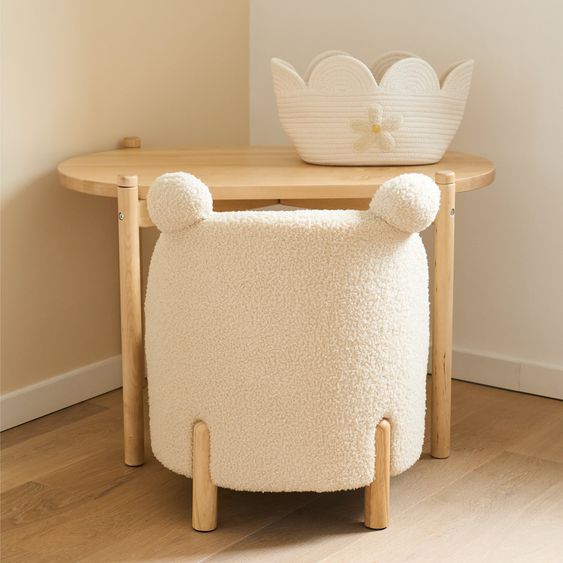 Childhome Stubenbett 2in1 Cradle - umbaubar zum Kindertisch & Aufbewahrungskorb - Teddy - Offwhite