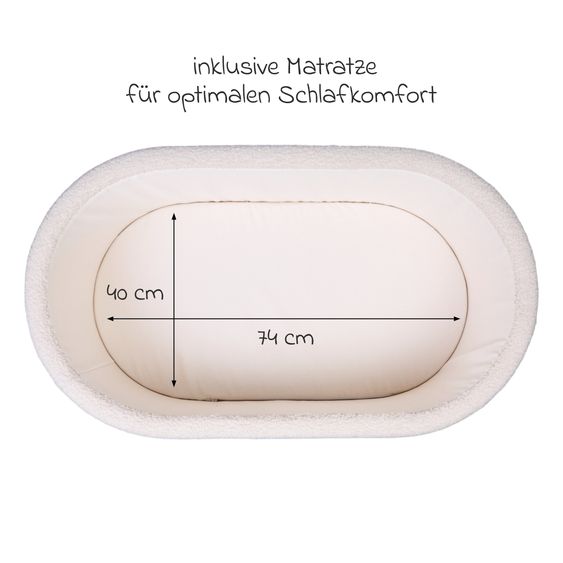 Childhome Stubenbett 2in1 Cradle - umbaubar zum Kindertisch & Aufbewahrungskorb - Teddy - Offwhite