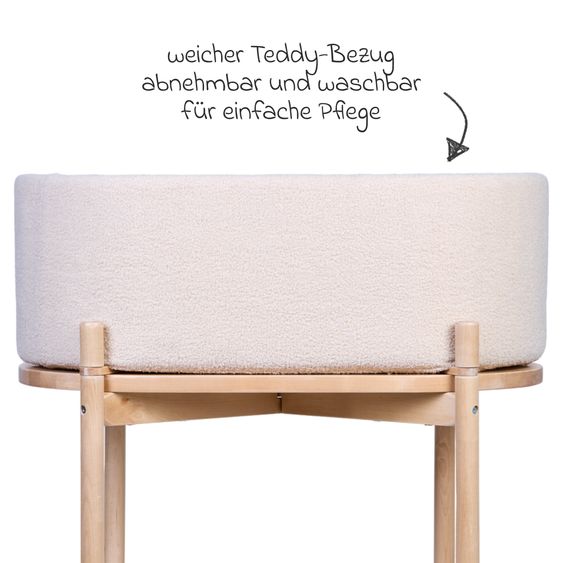 Childhome Stubenbett 2in1 Cradle - umbaubar zum Kindertisch & Aufbewahrungskorb - Teddy - Offwhite