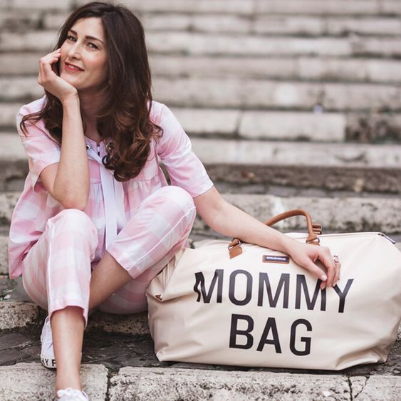 Childhome Wickeltasche Mommy Bag - Ecru / Schwarz