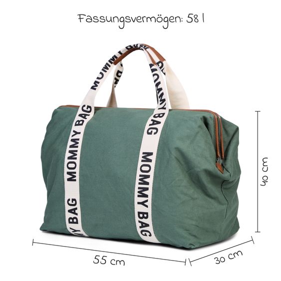 Childhome Wickeltasche Mommy Bag - Signature Canvas - Grün