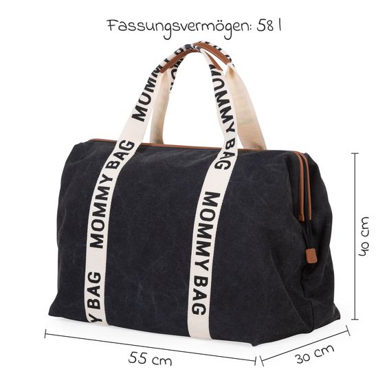 Childhome Wickeltasche Mommy Bag - Signature Canvas - Schwarz