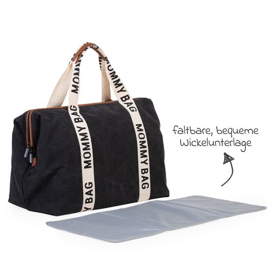 Childhome Wickeltasche Mommy Bag - Signature Canvas - Schwarz