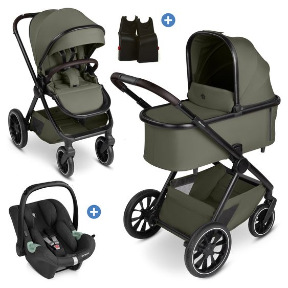 circle by ABC Design 3in1 Stroller Set S Three incl. Carrycot, Sports Seat, Tulip Infant Car Seat & Adapter - Wheat / Bubble