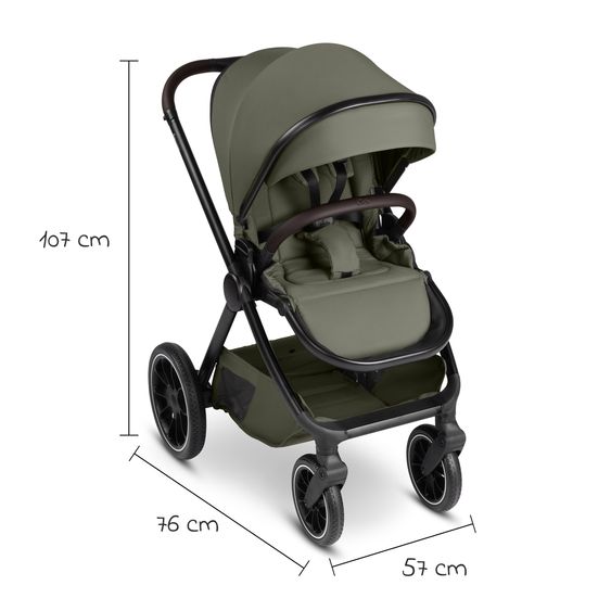 circle by ABC Design Set Passeggino 3in1 S Three incl. Navicella, Seggiolino auto, Seggiolino auto per neonati Tulip & Adapter - Wheat / Bubble