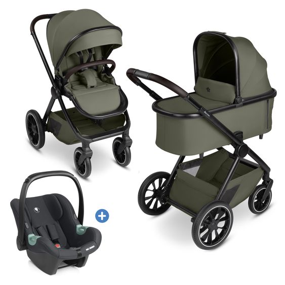 circle by ABC Design 3in1 Kinderwagen-Set S Three inkl. Babywanne, Sportsitz, Babyschale Tulip Black & Adapter - Wheat