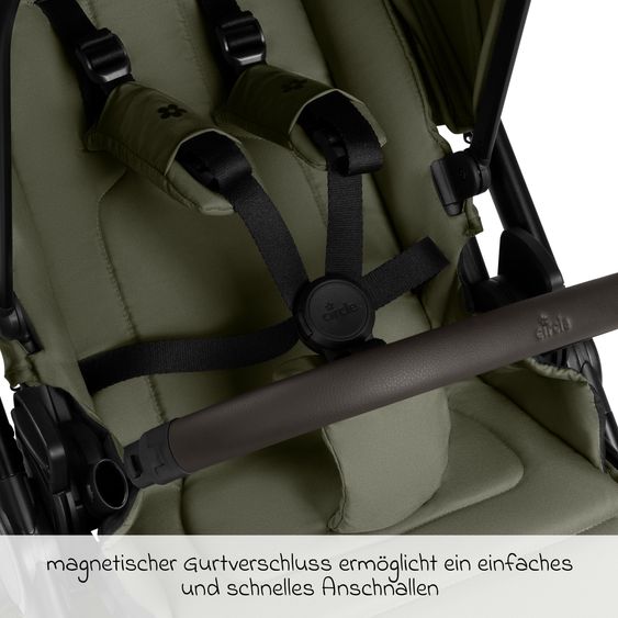 circle by ABC Design 3in1 Kinderwagen-Set S Three inkl. Babywanne, Sportsitz, Babyschale Tulip Black & Adapter - Wheat