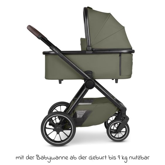 circle by ABC Design 3in1 Kinderwagen-Set S Three inkl. Babywanne, Sportsitz, Babyschale Tulip Black & Adapter - Wheat